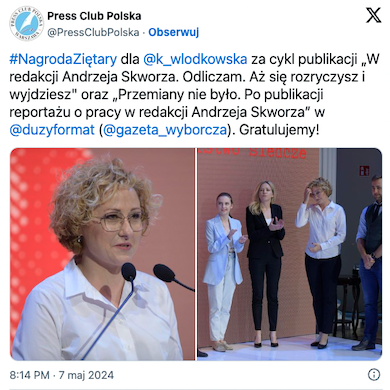 Katarzyna Włodkowska laureatką Nagrody im. Jarosława Ziętary!